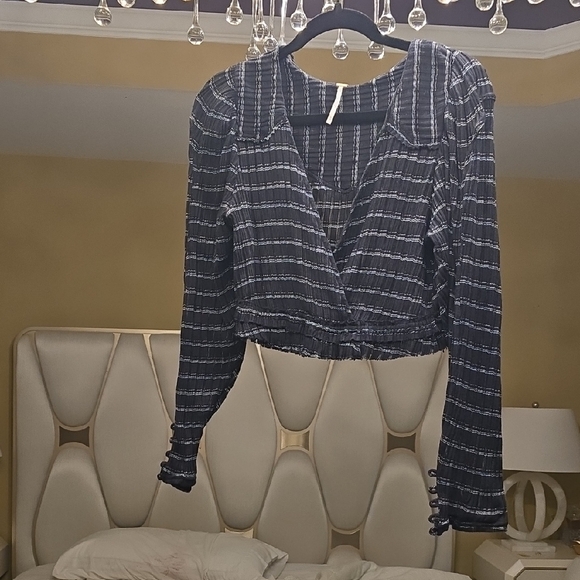 Free People Black Plaid Blouse - Picture 3 of 15